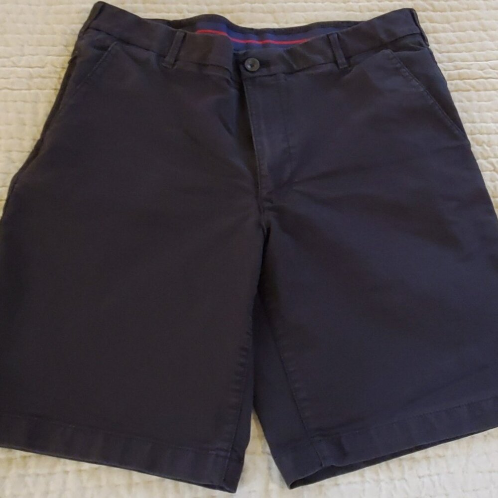 Izod Flat Front 5-Pocket Khaki Shorts in Navy Blue, 9.5-inch Length